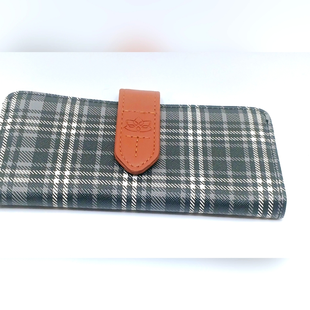 Lotus plaid women's wallet